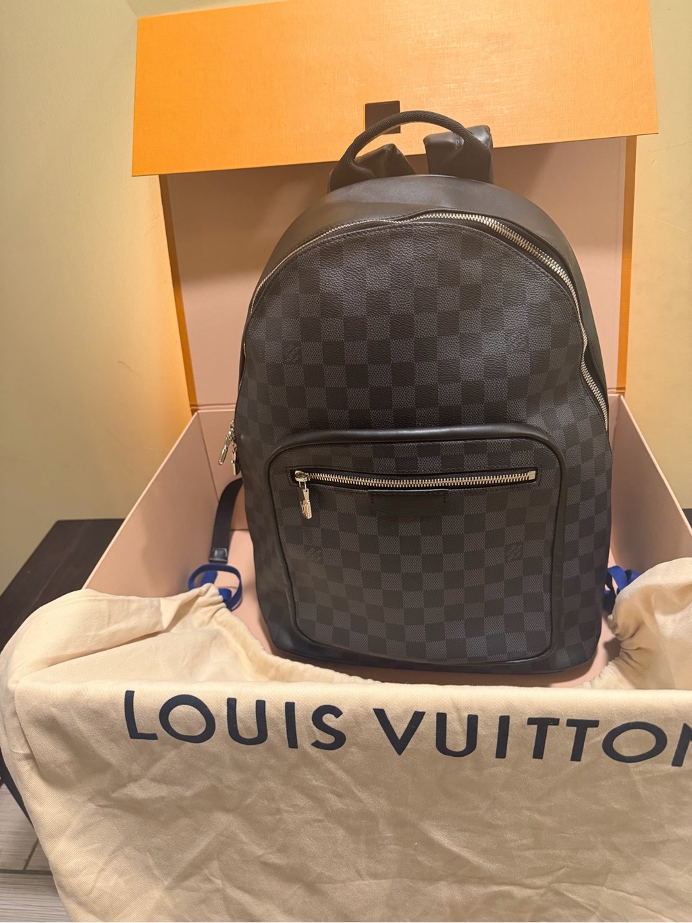 Louis Vuitton Damier Graphite Checker Backpack in Black N41473 model.